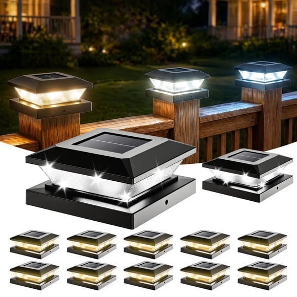 Luces solares para tapa de poste EVXFG, paquete de 12, 3 modos de iluminación