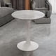 thumbnail image 1 of 27.6-inch white coffee table, mid-century modern style dining table, suitable for 2-4 people, featuring a round light gray veined marble tabletop, perfect for various settings., 1 of 3