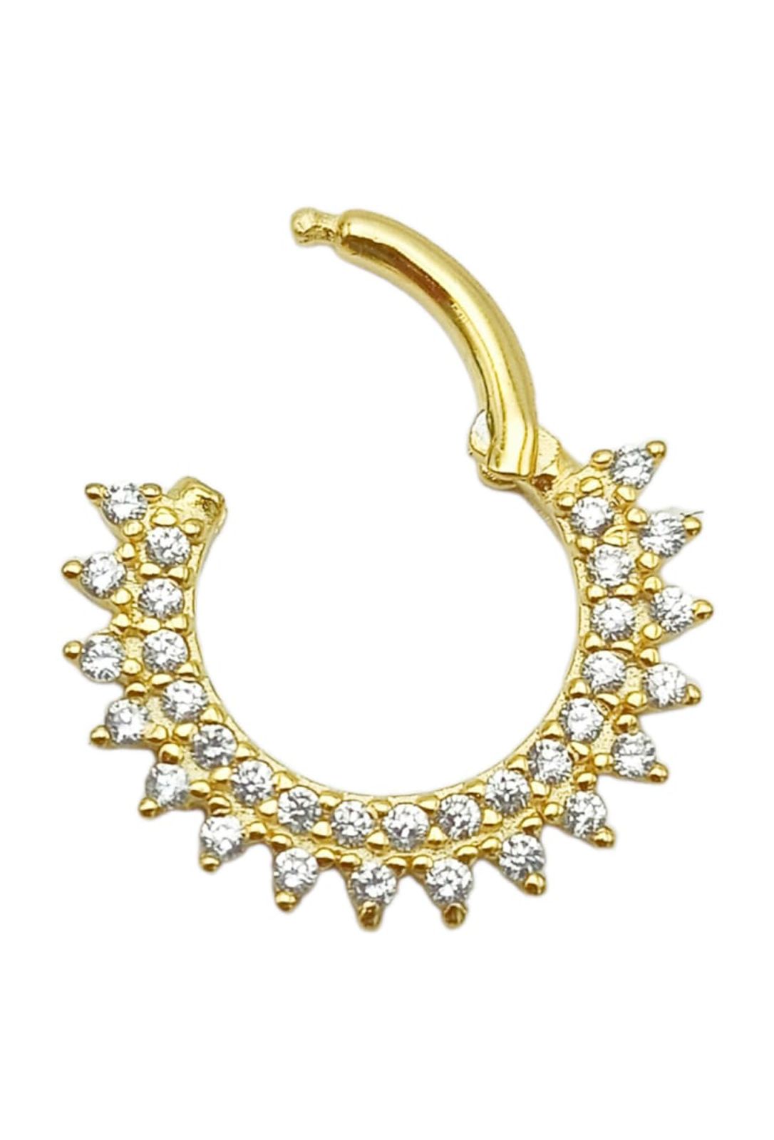 Elbauldejuma - Piercing Septum Rising Sun Plata Fina Ley S925 Chapada Oro