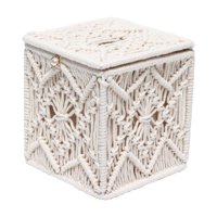 Bothyi - Cubierta De Caja De Pañuelos Soporte De Pañuelos De Macramé Decoración Blanca Para Sala De Estar