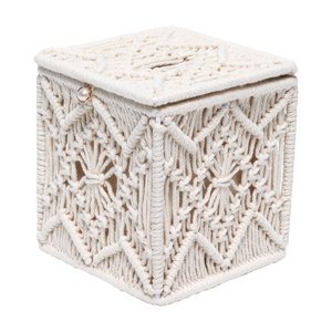Bothyi - Cubierta De Caja De Pañuelos Soporte De Pañuelos De Macramé Decoración Blanca Para Sala De Estar