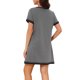 thumbnail image 3 of INSPIRE CHIC Camisón de Manga Corta para Mujer, Vestido de Dormir de Mezcla de Algodón Suave con Ribete en Contraste y Cuello en V para Primavera Verano XL Carbón, 3 of 6