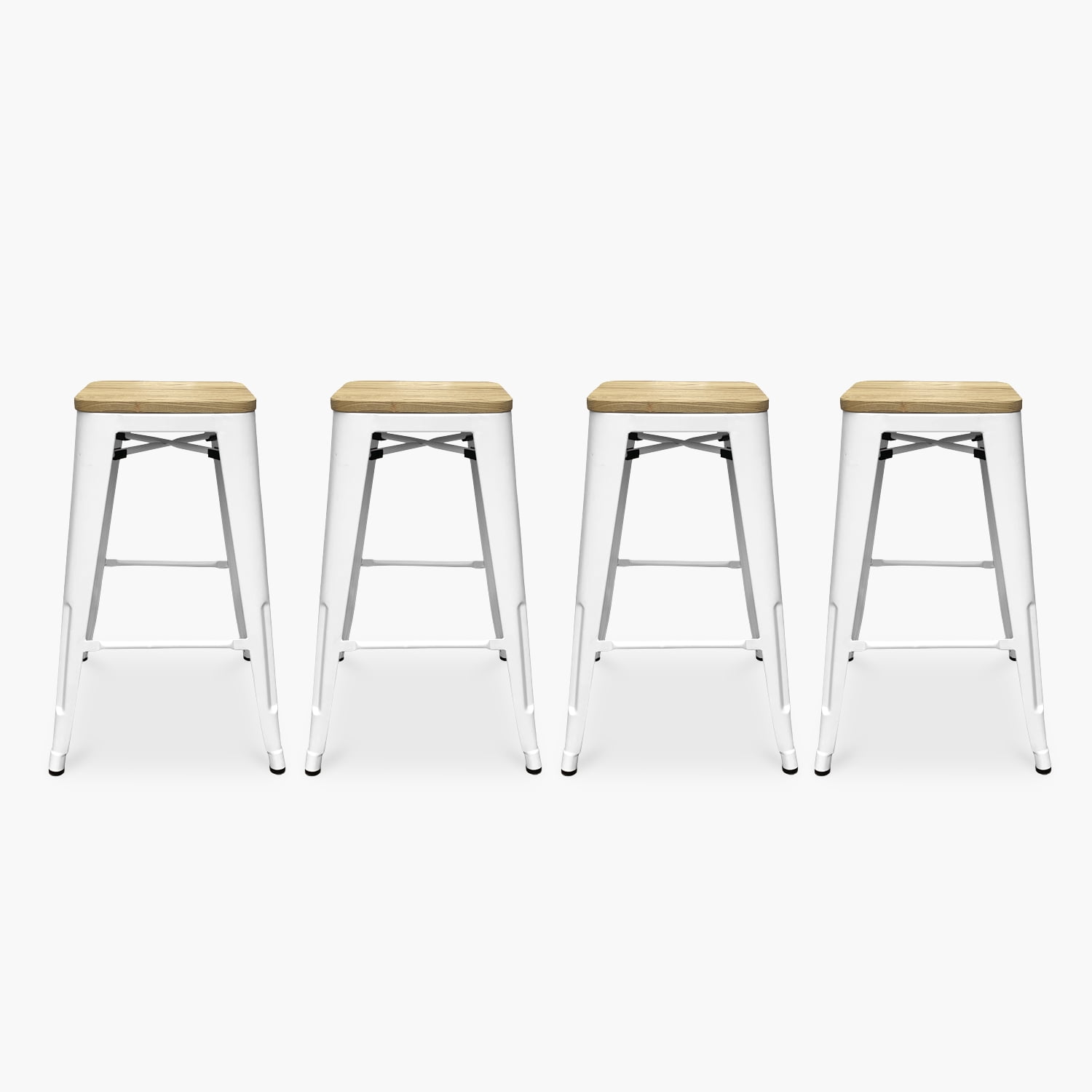 Form Design - Pack Tolix Taburetes 66 Madera X4 Blanco