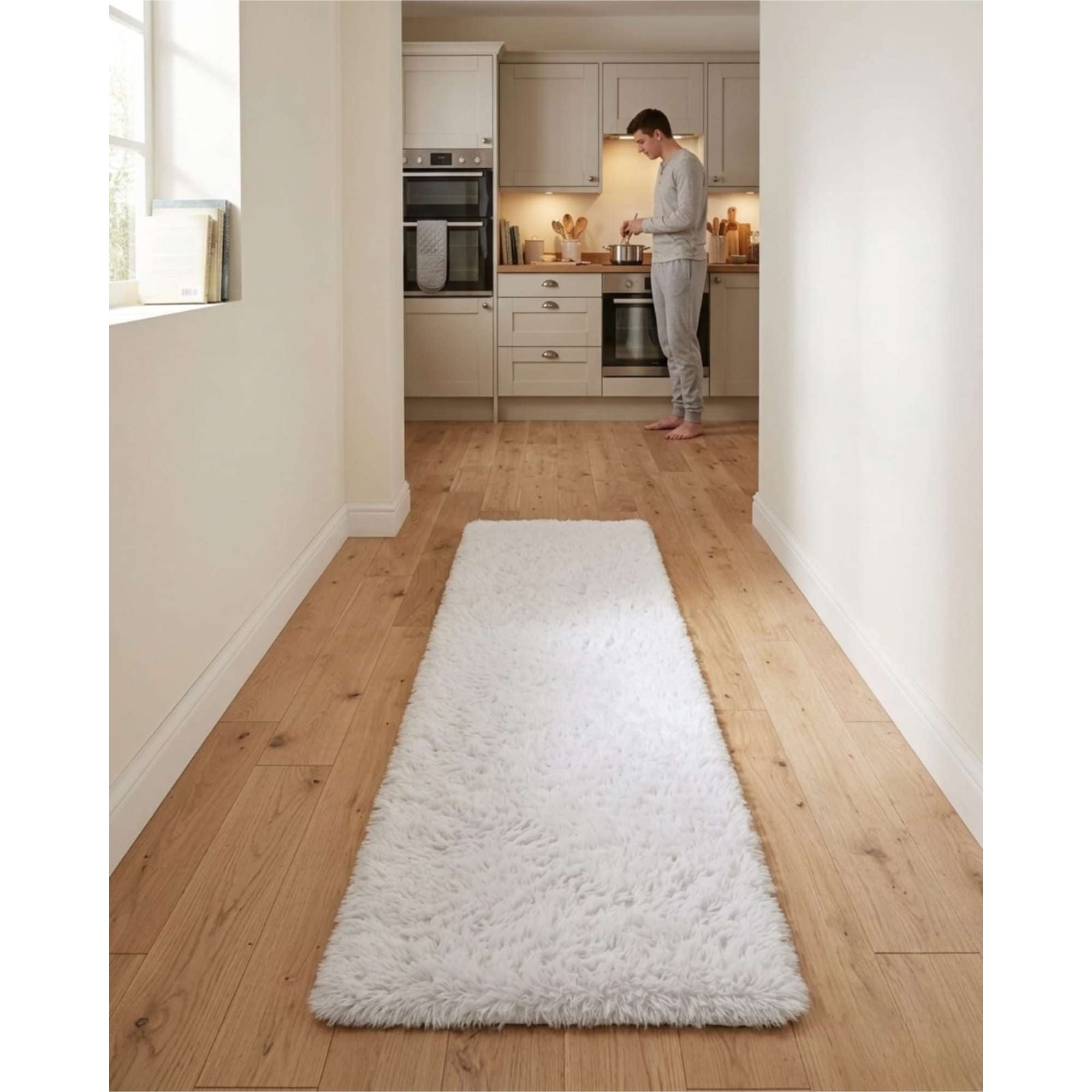 Todo Para El Hogar - Alfombra Pasillera Shaggy 60x200 Cm Pelo Largo Suave