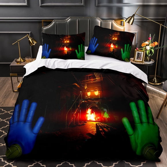 Poppy Playtime Huggy Wuggy Bedding Set Duvet Cover Pillow Case 3-Piece Bedding Set (1 Duvet Cover + 2 Pillow Shams)