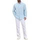 thumbnail image 2 of INSPIRE CHIC Regreso a Clases Camisa de Vestir de Lino Sólido de Manga Larga para Hombre con Botones 2XL Azul Claro, 2 of 6