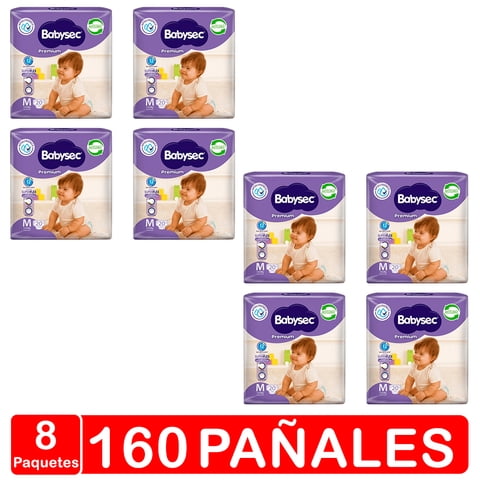 Pañales Babysec Premium Manga X8 - Talla M - 160 Pañales