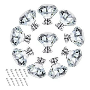 Genérica - 15Pcs Perillas Jaladera De Cristal En Forma De Diamante