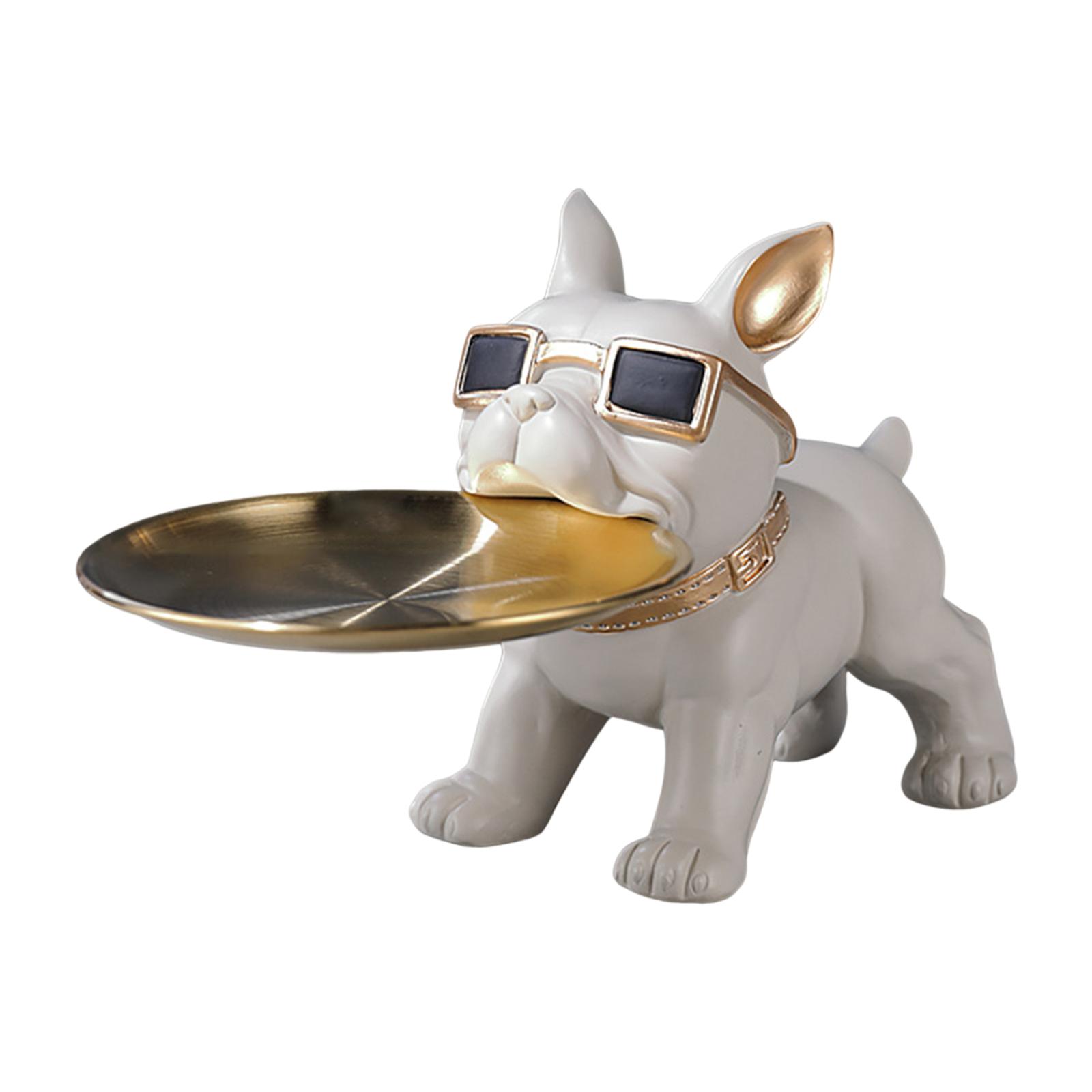 Bothyi - Estatua De Bulldog, Escultura De Perro Moderna Nórdica Bonita Para Estantería, Dormitorio, Oficina, Color Blanco