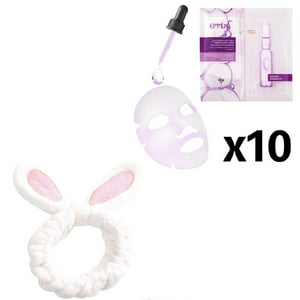 Emmlpls - Kit 10 Mascarilla Serum Facial Ácido Hialurónico Cintillo Skincare Spa