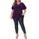 thumbnail image 2 of Agnes Orinda Blusas para Mujer Tallas Grandes Cuello en V Manga Corta Metálica Camiseta Tops de Fiesta 3X Púrpura, 2 of 6