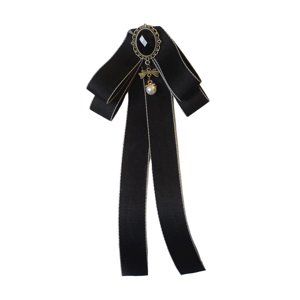 Ioensy - Cinta Pajarita Broche Corbata Cócteles Fiesta Graduación Bowknot Broche Pin Negro