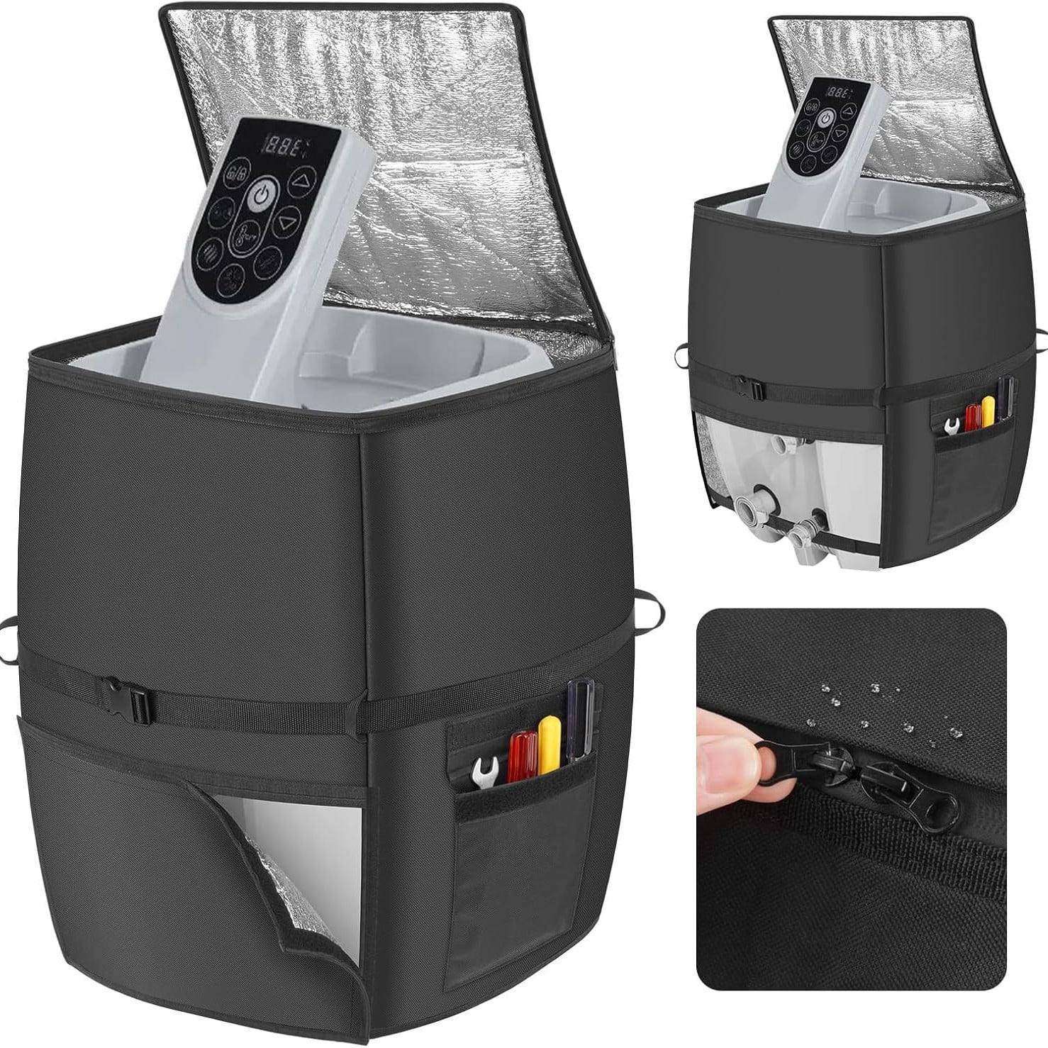 Xusx111 - Cubierta De La Bomba Del Calentador Del Spa De La Bañera De Hidromasaje,cubierta Aislada De Película De Aluminio De Tela De Oxford Impermeable 600d,bomba Inflable Del Calentador Del Spa De L