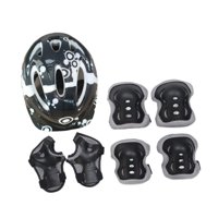 Magideal - Kit De 7 Cascos De Bicicleta Para Niños, Rodilleras, Coderas Y Muñequeras, Accesorios Para Sombrero, Casco De Patinaje Para Niños, Monopatín Para Exte Gris Negro
