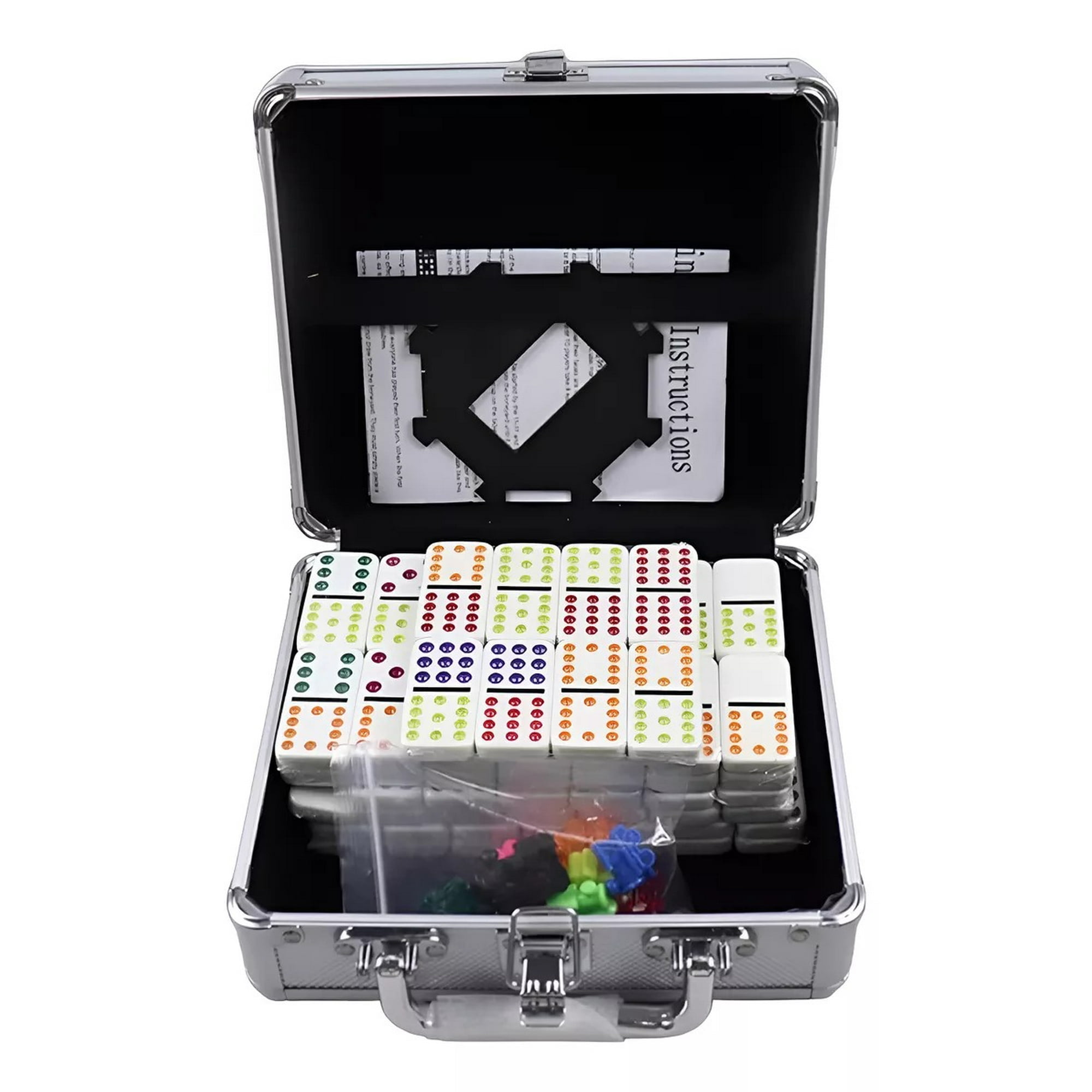 Dym - Juego De Dominó Mexicano Con Caja De Aluminio Tren Cardinal