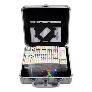 Dym - Juego De Dominó Mexicano Con Caja De Aluminio Tren Cardinal