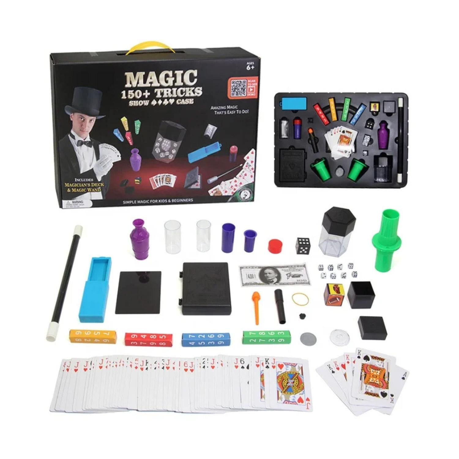 Fliperex - Set Juego De Magia Magic 150 Trucos De Mago Con Varita Niños Negro