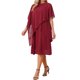 thumbnail image 4 of INSPIRE CHIC Vestidos de Otoño para Mujer con Capa de Gasa Superpuesta Cuello Redondo Asimétrico Volante Formal Vestido Midi para Invitada de Boda M Vino Rojo, 4 of 6