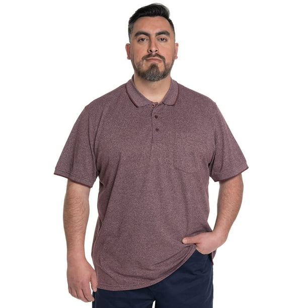 Polera Hombre Piqué Melange Cuello Camisero Bolsillo Pecho