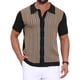 thumbnail image 1 of INSPIRE CHIC Polo de punto a rayas para hombre, manga corta de verano, con botones, camisa polo de jacquard, L negro, 1 of 5