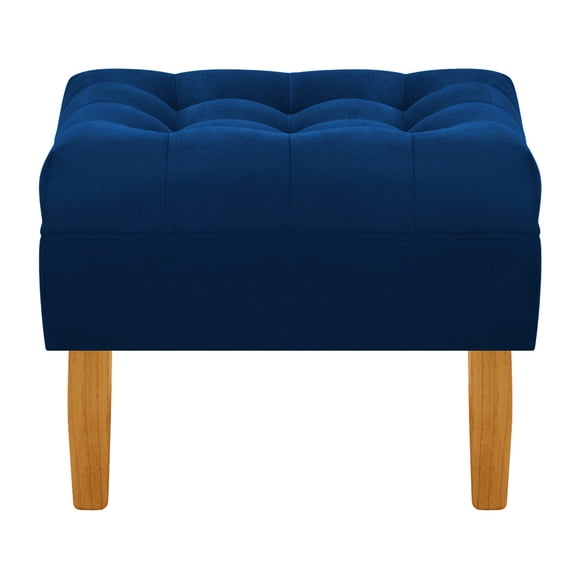 Pouf Wood 1c Felpa 04 Azul Marino
