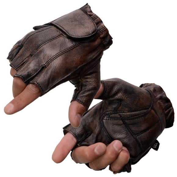 Guantes de Motocicleta Milwaukee Leather MG7561 Marrón con Palma de Gel