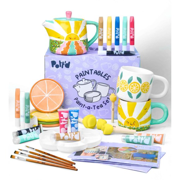 Kit de Arte y Manualidades Pott'd Set de Té para Pintar y Hacer Cerámica DIY