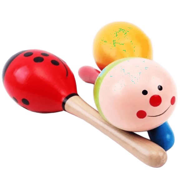 Maracas De Madera 2 Unidades Infantil Diferentes Diseños - PB-C10