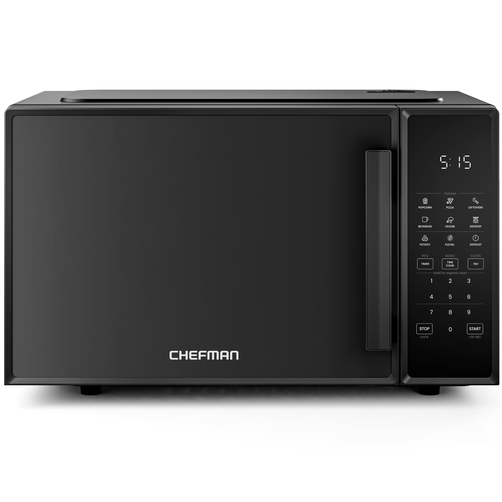 Chefman - Horno Microondas 0 9 Pies Cúbicos 900 W 10 Niveles De Potencia Negro