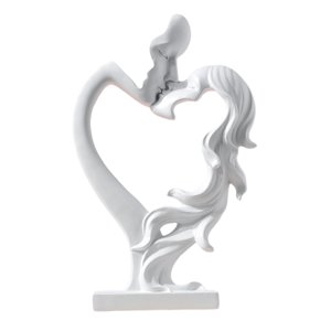 Magideal - Estatuilla De Pareja Besándose, Estatua De Pareja De Besos, Escultura De Amantes Románticos De Estilo Nórdico Para Centro De Mesa, Estante, Decoración Blanco