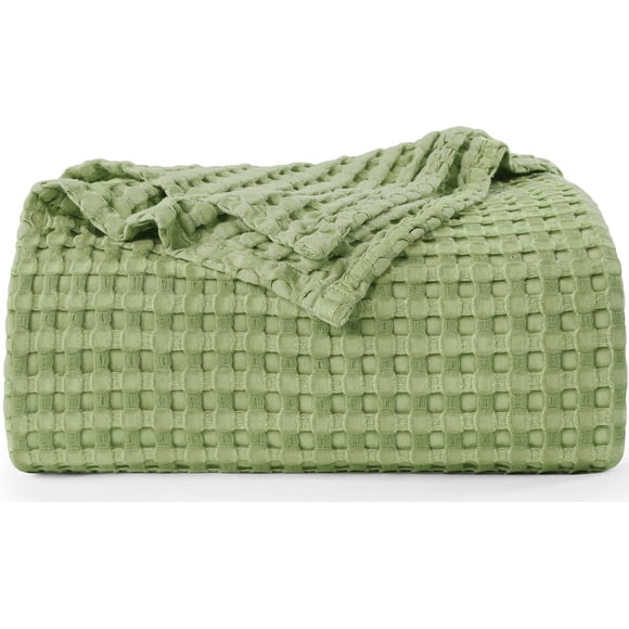 Ropa de cama Blanket Utopia, gofre, 100% algodón, 300 g/m², color verde salvia