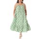 thumbnail image 1 of Agnes Orinda Vestido Maxi de Talla Grande para Mujer, Estilo Boho con Estampado, Tirantes Espagueti, Corte Suelto, para Playa, Vacaciones de Verano, con Bolsillo, Talla 4X, Verde, 1 of 6