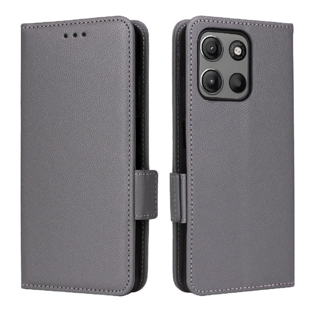Funda Cartera para Motorola MOTO G15 Power 4G Tapa Flip con Ranuras y Soporte Gris