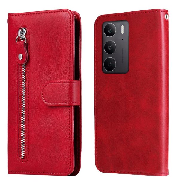 Funda con Cremallera para Realme C75 4G, Carcasa Cartera de Cuero PU con Soporte y Tarjetero