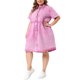 thumbnail image 4 of Agnes Orinda Disfraces de Halloween para Mujeres Tallas Grandes Vestido de Mezclilla Babydoll de Escuela Colegio con Botones Abajo Cuello de Solapa Mangas Cortas Casual Camisa de Jean con Bolsillos 3X, 4 of 6