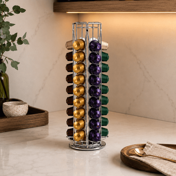 Porta Cápsulas Para Nespresso 60 Cápsulas Giratorio Acero Inox