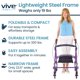 thumbnail image 2 of Andador rollator Vive Mobility de acero, plegable, angosto, morado, 2 of 9