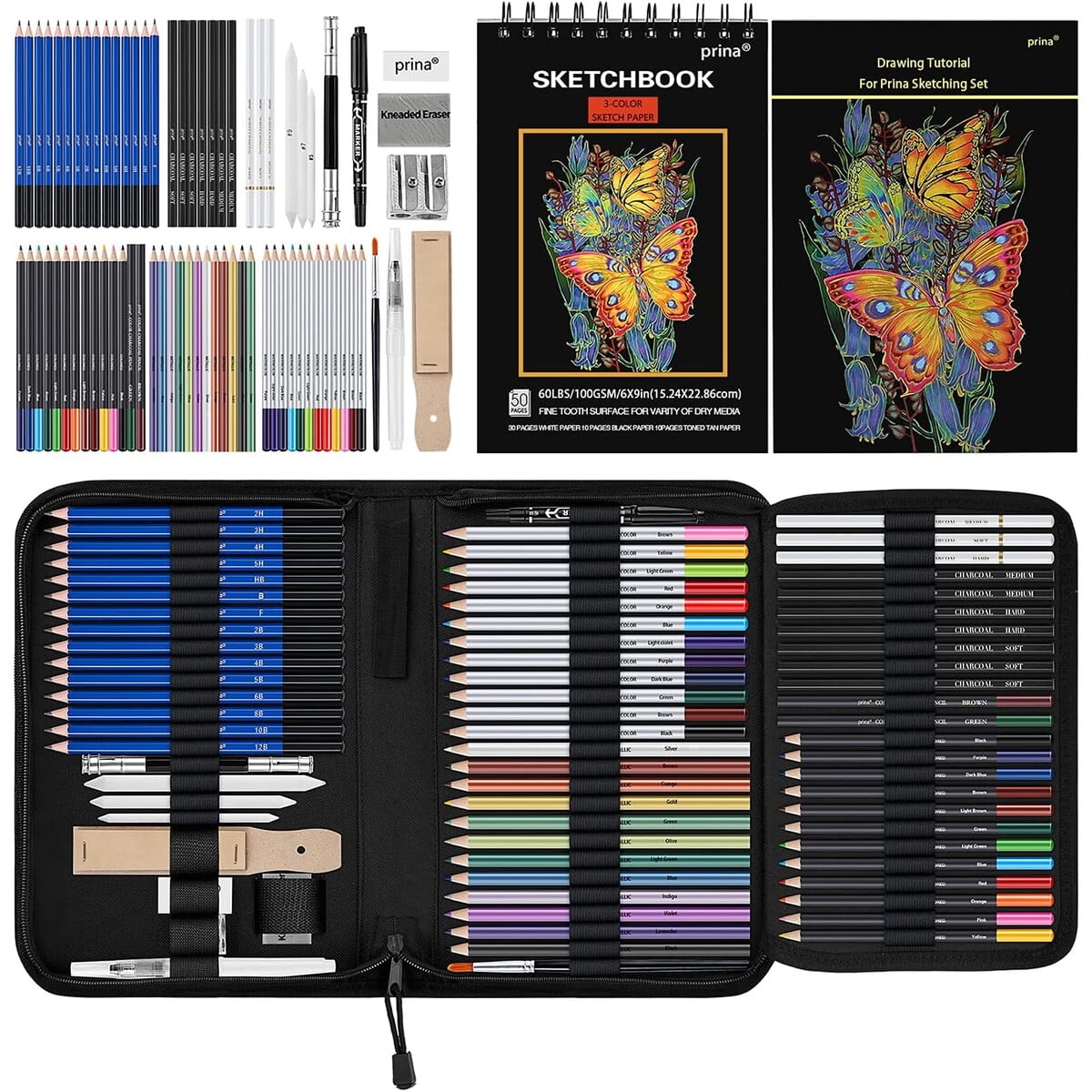 Set De Dibujo Prina 76 Piezas Kit Artístico Multicolor