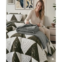 Mylhogar - Set Cubrecama Mas Sabana De Polar Plaza Y Media Modelo Jacquard Cutting Premium