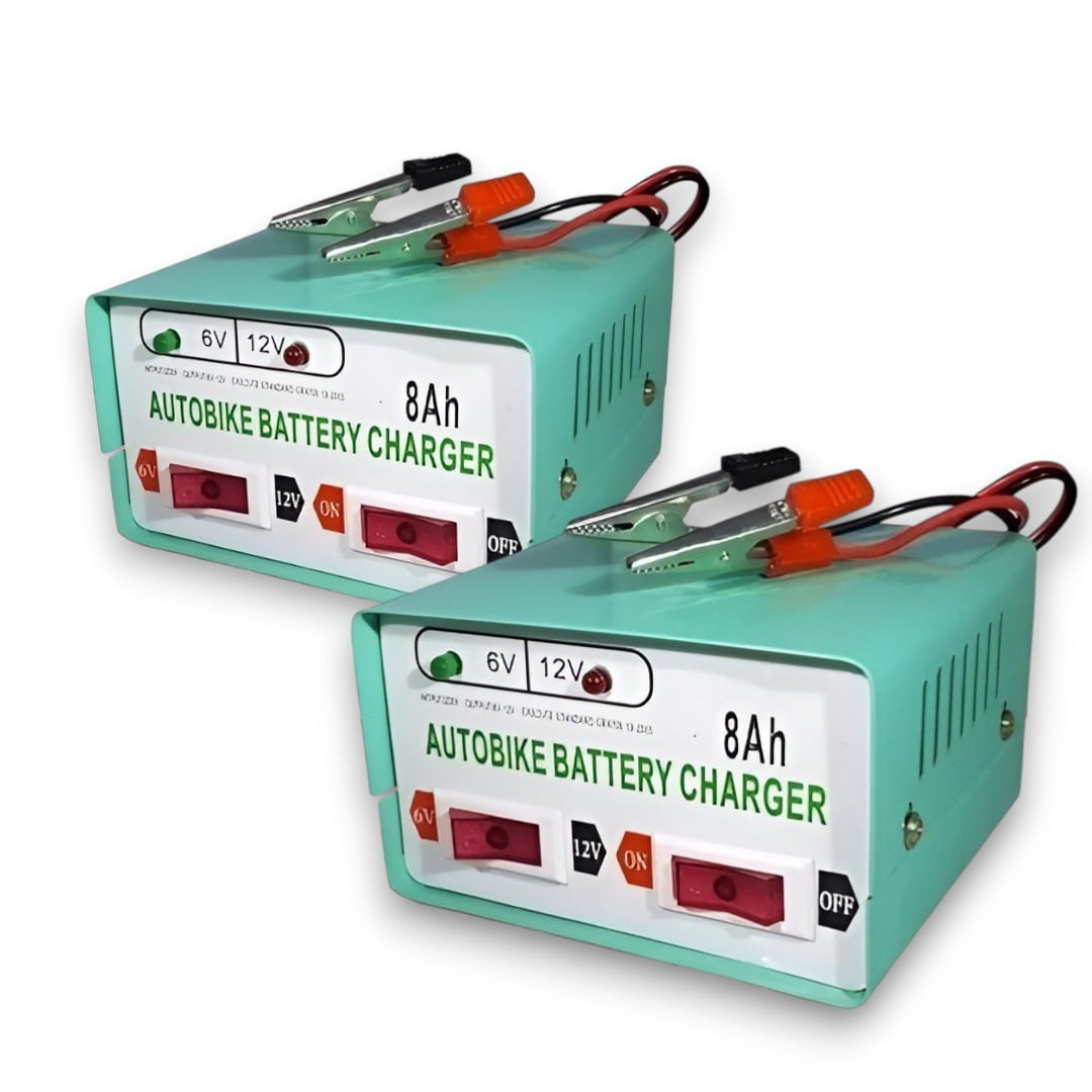 Genérico - Pack X2 Cargador De Batería Para Autos Y Motos 12v 6v /8ah