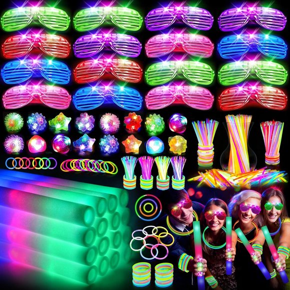 Surtido Glow Party OLUPP de 150 piezas: palitos de espuma y gafas LED