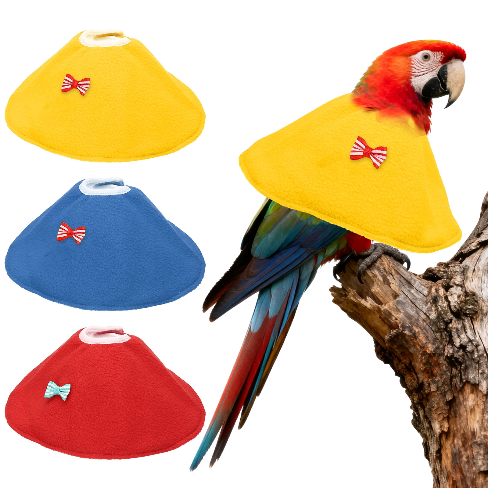 Collares para Aves Uxcell, Conos de Recuperación Protectores para Aves, Protector de Cuello Suave Ajustable Anti-Mordeduras (Amarillo/Azul/Rojo, XL, 3 Piezas)