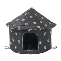 Ioensy - Oxford Tela Al Aire Libre Gatos Salvajes Casa Cálida Impermeable Cama Perrera Tienda Invierno Redondo L Tamaño Negro