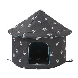 Ioensy - Tela Oxford Para Exteriores, Gatos Salvajes, Casa Cálida, Impermeable, Cama, Perrera, Tienda De Campaña, Invierno, Redondo, S, Negro