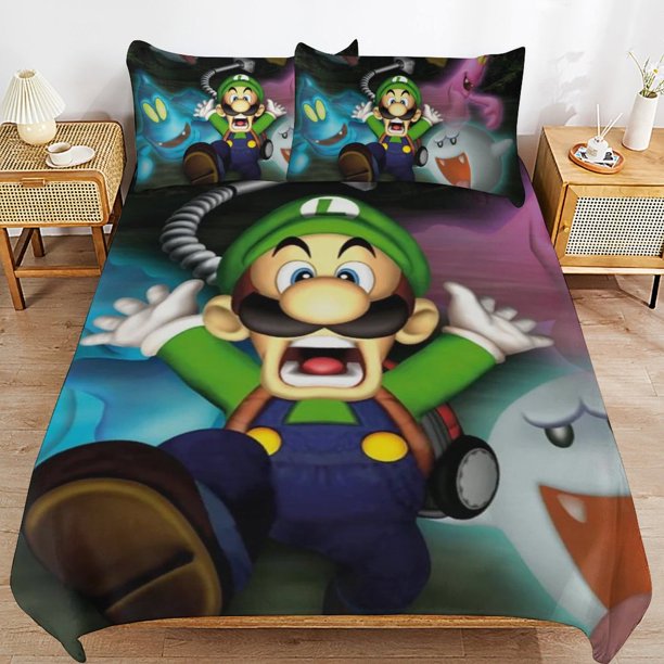 Luigi's Mansion Duvet Cover Set 3 Piece Bedding Set Double Sided Printing Decorative Comforter Cover Set