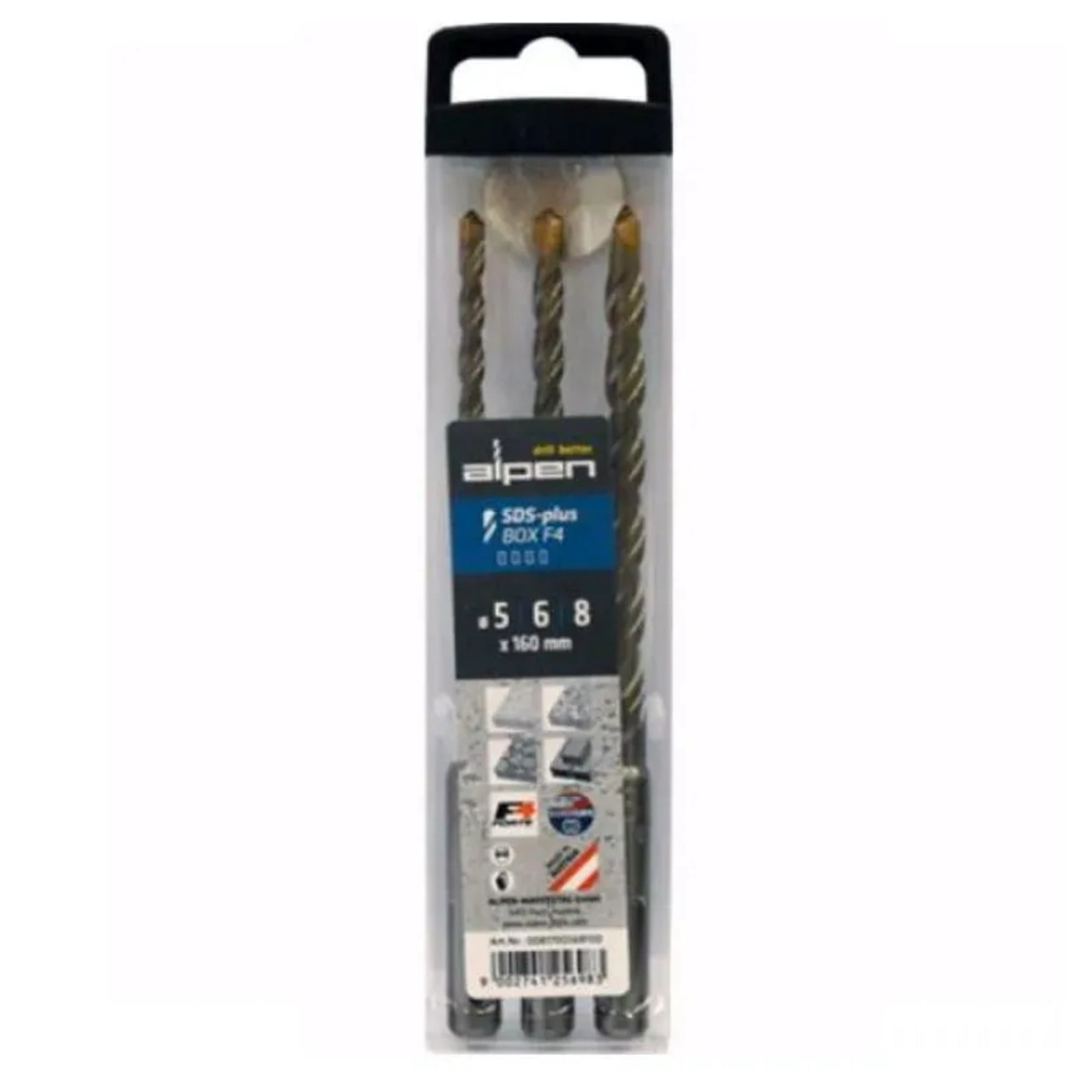 Alpen - Set 3 Brocas Concreto Sds Plus 5 / 6 / 8 Mm X 160 Mm - F4