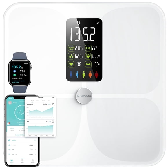 Báscula de peso corporal y grasa Lepulse Lescale con Bluetooth White