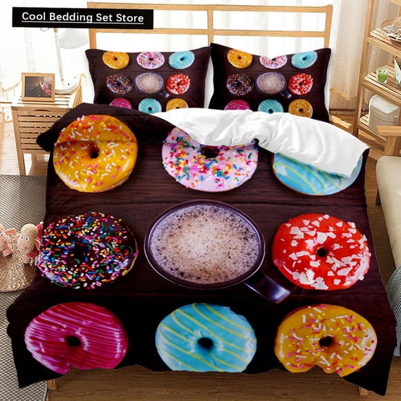 v1680 Bed Sheets Dessert Duvet Cover Set Colorful Lollipops Bedding Set Chocolate Sugar Bedding Set Colored Candy Snacks Polyester Quilt Cover 3-Piece Bedding Set (1 Duvet Cover + 2 Pillow Shams) Bed