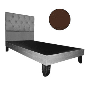 Mueblart - Base De Cama Con Respaldo A Piso Full Café Felpa
