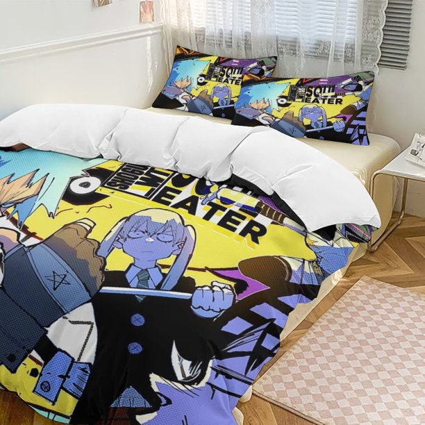 Soul Eater Anime Home Bed 3-piece Set Classic Japanese Anime Polyester Wash Student Dormitory Set